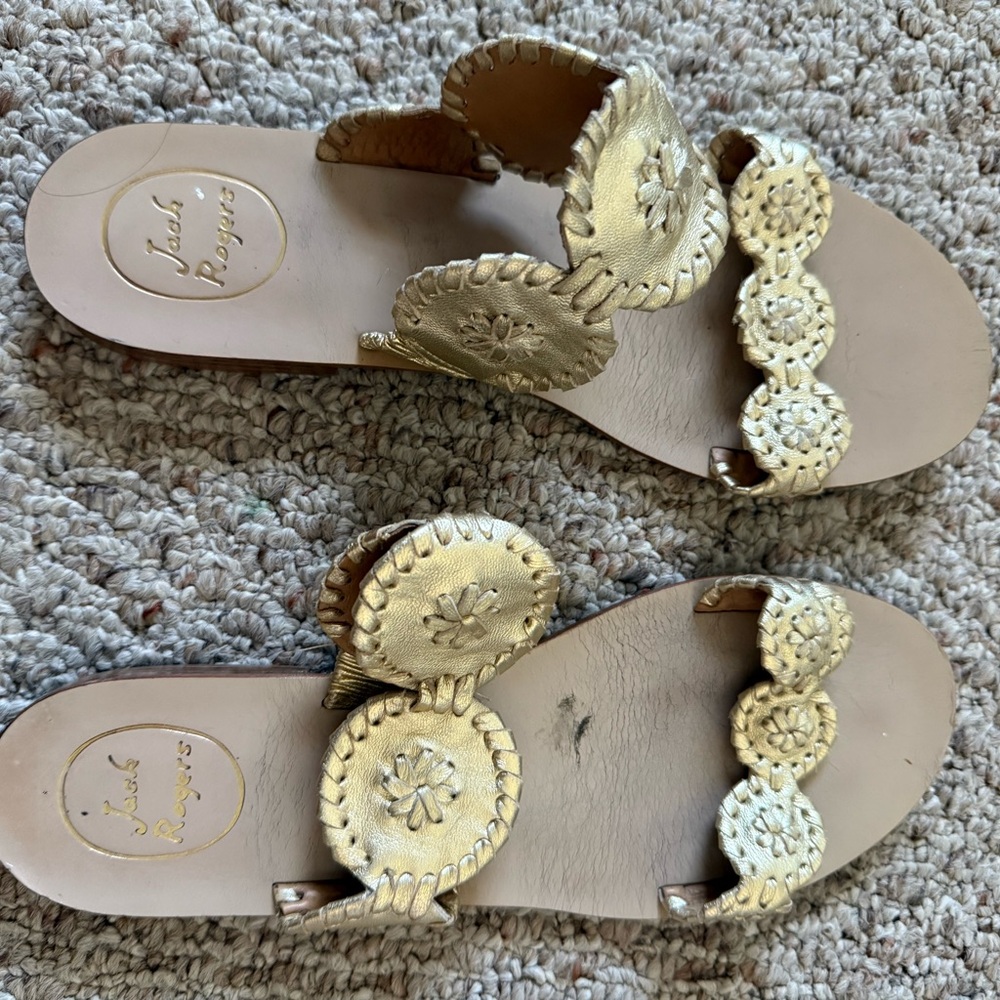 Jack Rogers Women's Metallic Gold Sandals - Picture 2 of 3